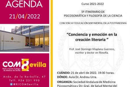 5º Itinerario de Psicosomática y Filosofía de la Ciencia: «Conciencia y emoción en la creación literaria»