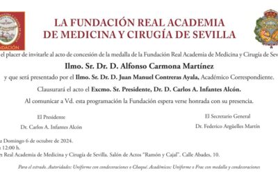 El Dr. Alfonso Carmona recibe la medalla de la Fundación Real Academia de Medicina y Cirugía de Sevilla