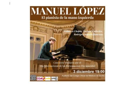 Concierto benéfico a cargo del pianista Manuel López, el 3 de diciembre en el RICOMS