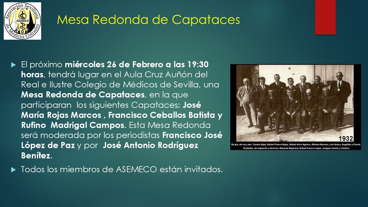 ASEMECO anima la precuaresma con una mesa redonda de capataces - RICOMS