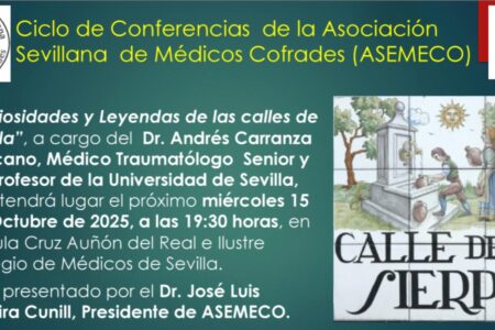 ASEMECO retoma este octubre su Ciclo de Conferencias con «Curiosidades y leyendas de las calles de Sevilla»