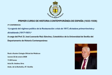 3ª sesión del «Curso de Historia Contemporánea de España», organizado por la Vocalía de Médicos Séniors, con la participación del Prof. José Leonardo Ruiz Sánchez